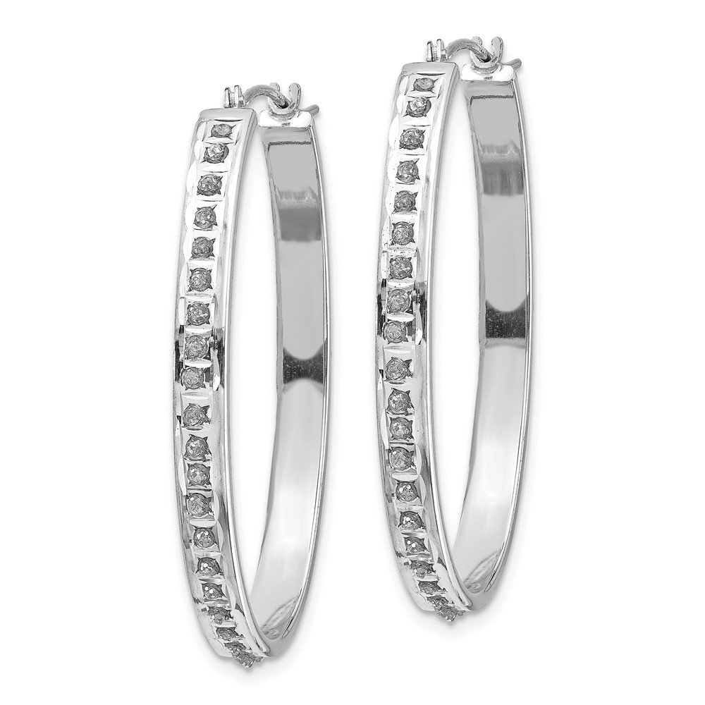14K White Gold Diamond Hinged Hoop Earrings for Women | Oval Shape Luxury Jewelry | Perfect for Weddings, Parties & Special Occasions