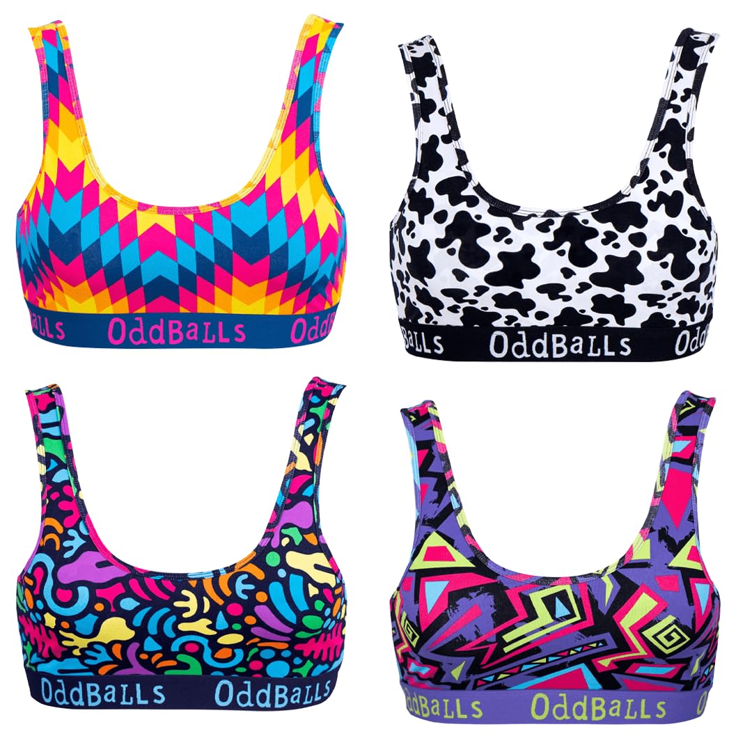 OddBalls Women's Seamless Wireless Bralette Multipack - 4 Pack Low Back Sports Bra & Loungewear for Everyday Comfort | Perfect for Yoga, Workouts, and Relaxing at Home