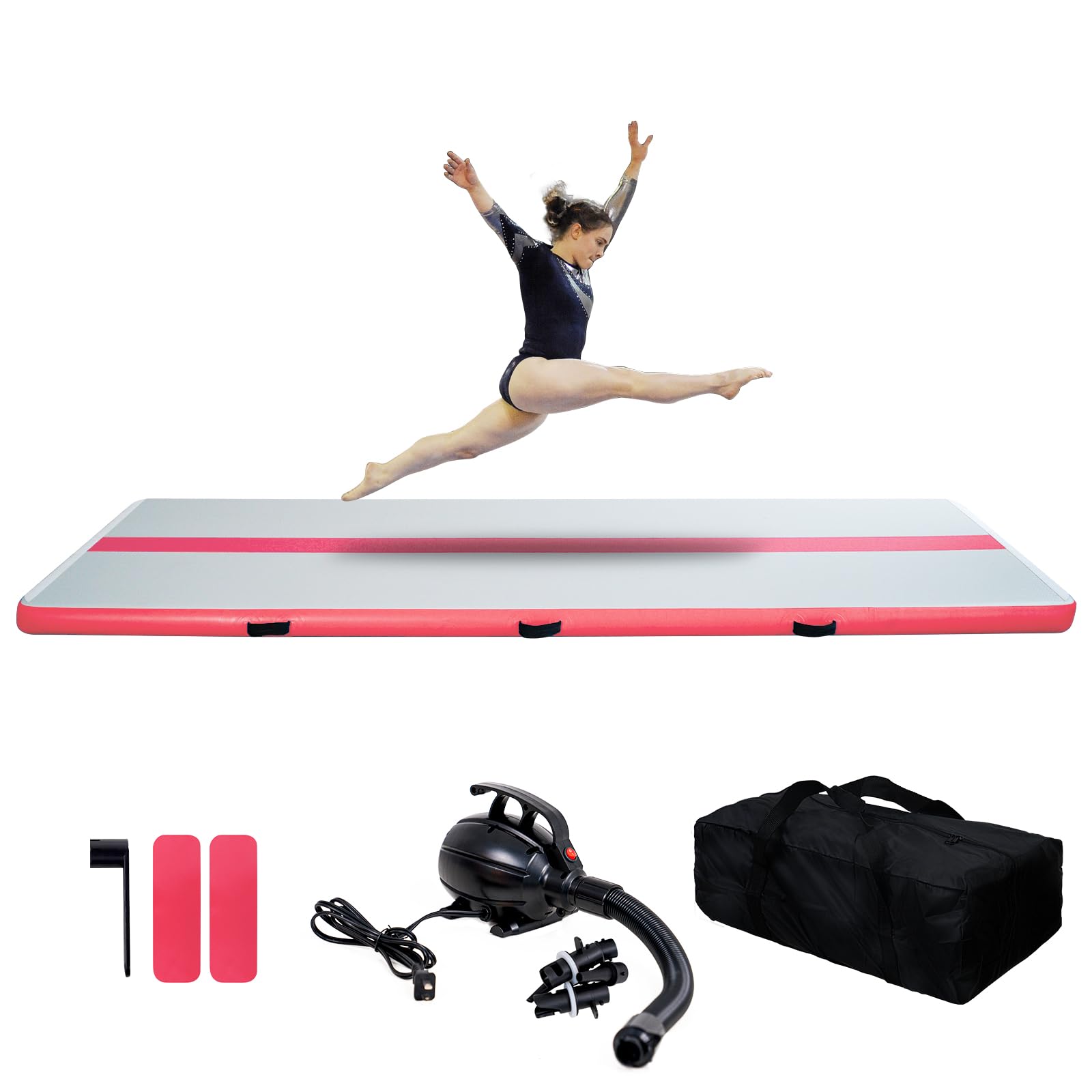 Premium Inflatable Gymnastics Tumbling Mat - 10ft/13ft Length, 4in/6in Thickness with Electric Air Pump - Ideal for Home Gym, Cheerleading, Yoga & Water Training - Durable Tumble Track for Kids & Adults