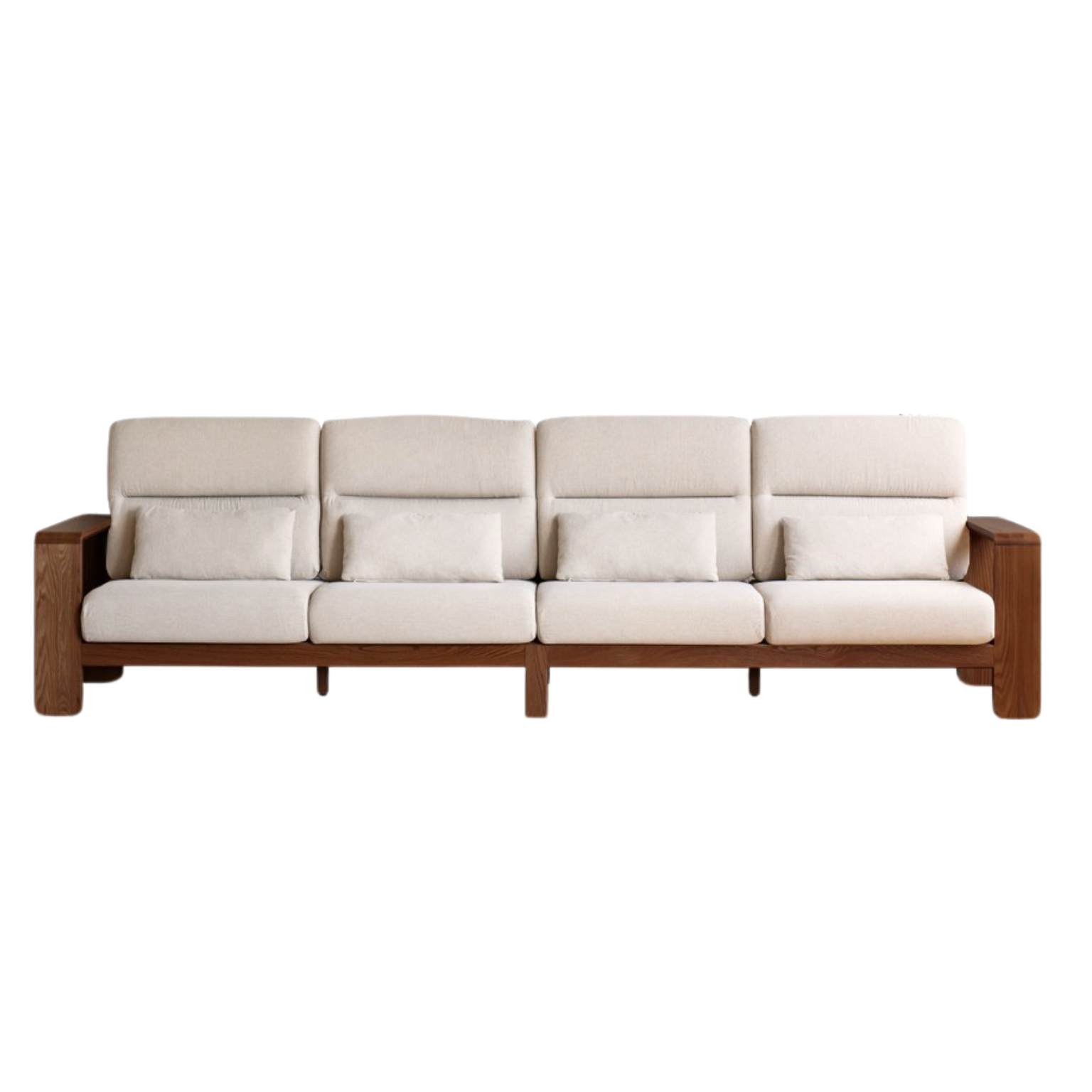 123.2x35.8x38.1 inch / 313x91x97 cm / Walnut Color / four-seater sofa imitation cotton