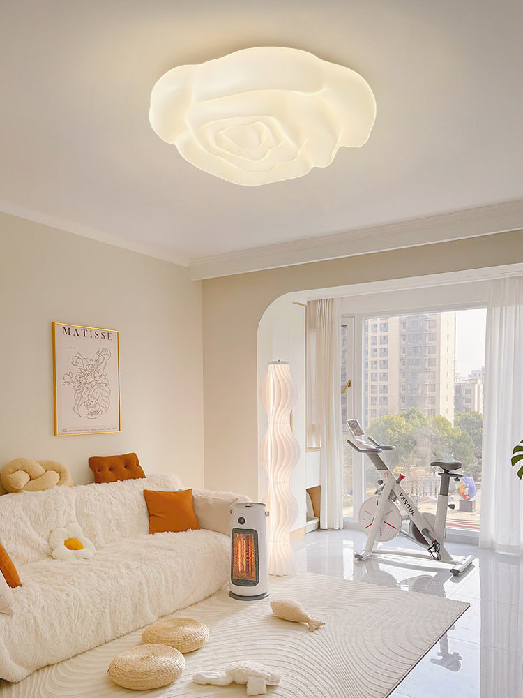 Elegant Cream Rose Acrylic Ceiling Light Fixture - Modern Floral Chandelier for Bedroom, Living Room & Dining Room Decor