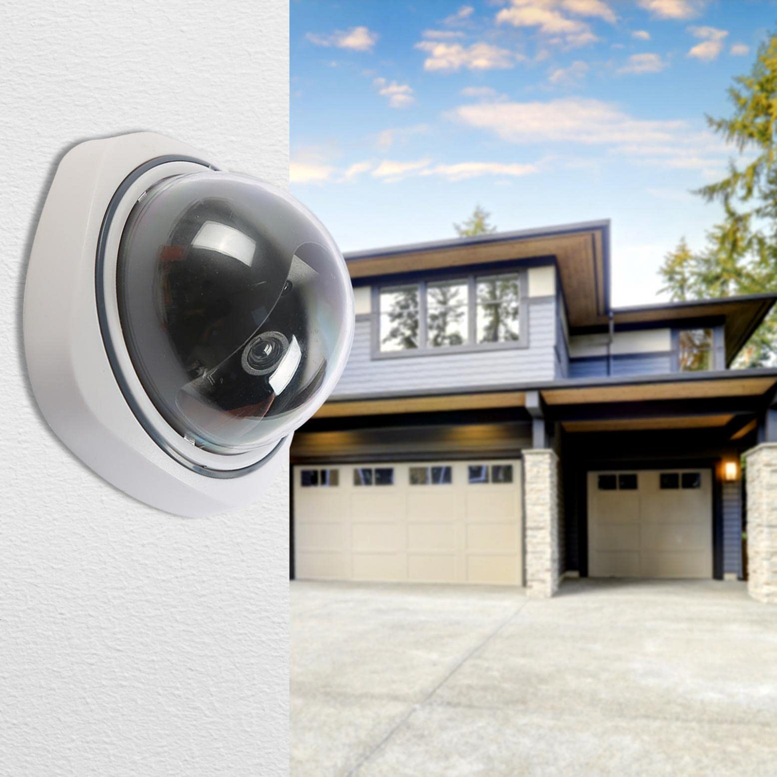 1950s Style Fake Security Camera - Realistic Wireless Dummy Dome Surveillance System with Flashing Red LED Light | Indoor Waterproof for Home, Office & Parking Lot Security | Perfect for Deterring Burglars & Monitoring Business Premises