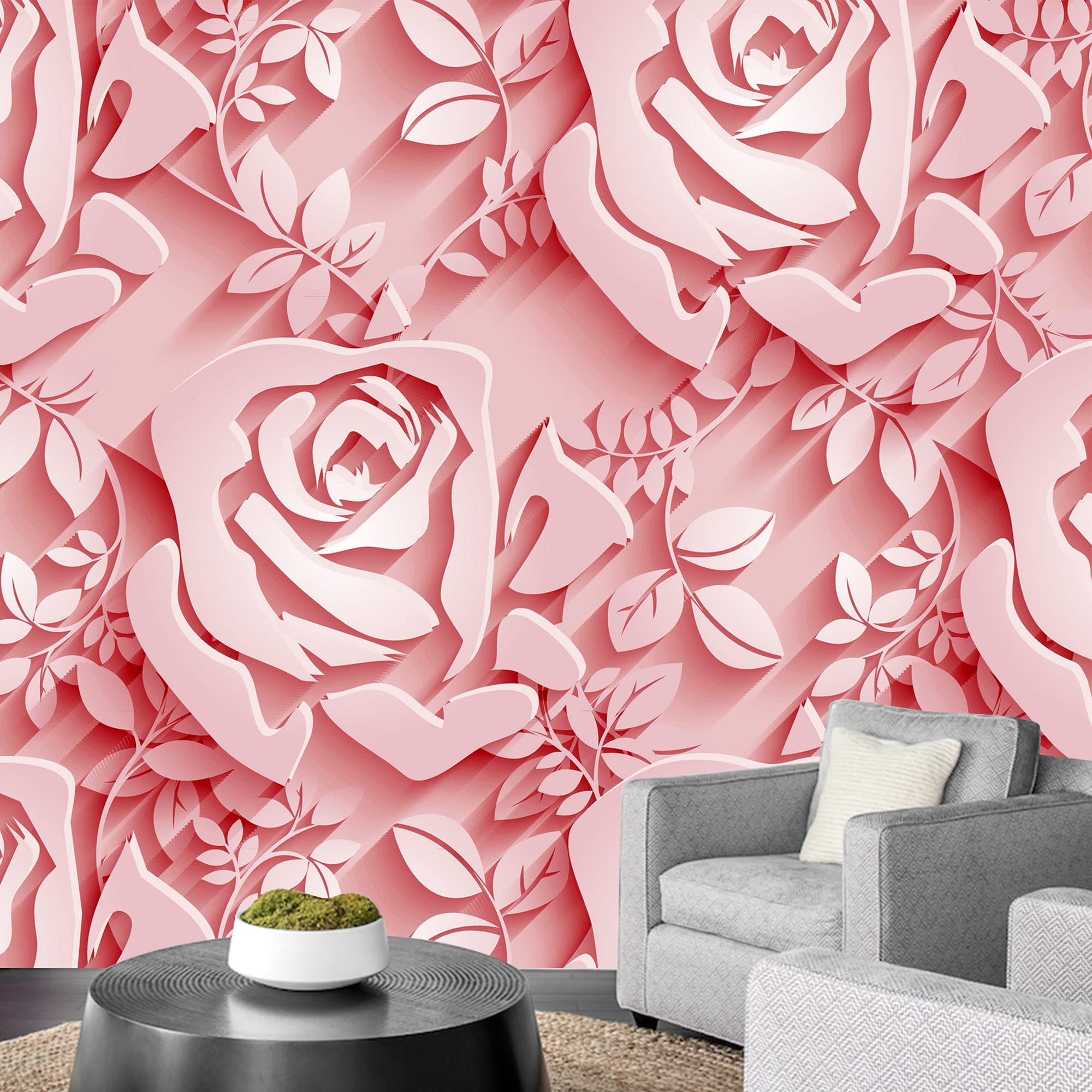 3D Floral Removable Wall Murals for Bedroom - Peel and Stick Wallpaper Stickers (66x96 inches) - Perfect for Home Decor, Nursery, Living Room & Office Accent Walls