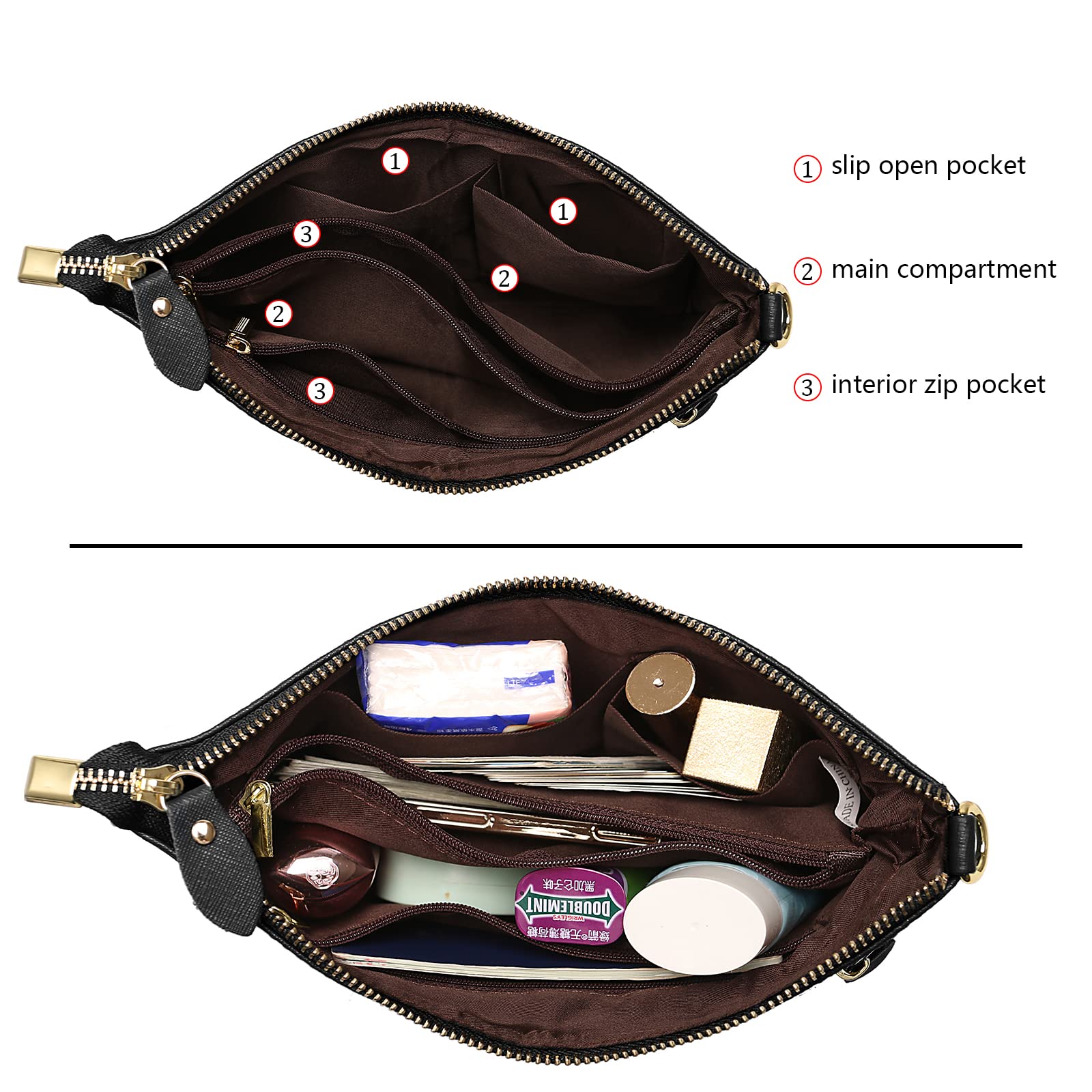 Uromee Genuine Leather Wristlet Wallet Clutch Purse for Women - Crossbody Bag with Detachable Shoulder Strap - Perfect for Parties, Travel & Everyday Use