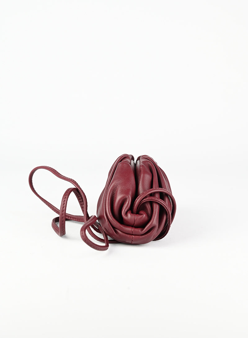 Bottega Veneta Micro Pouch Bordeaux Leather Crossbody Bag for Women - Perfect for Evening Parties, Date Nights & Travel Accessories