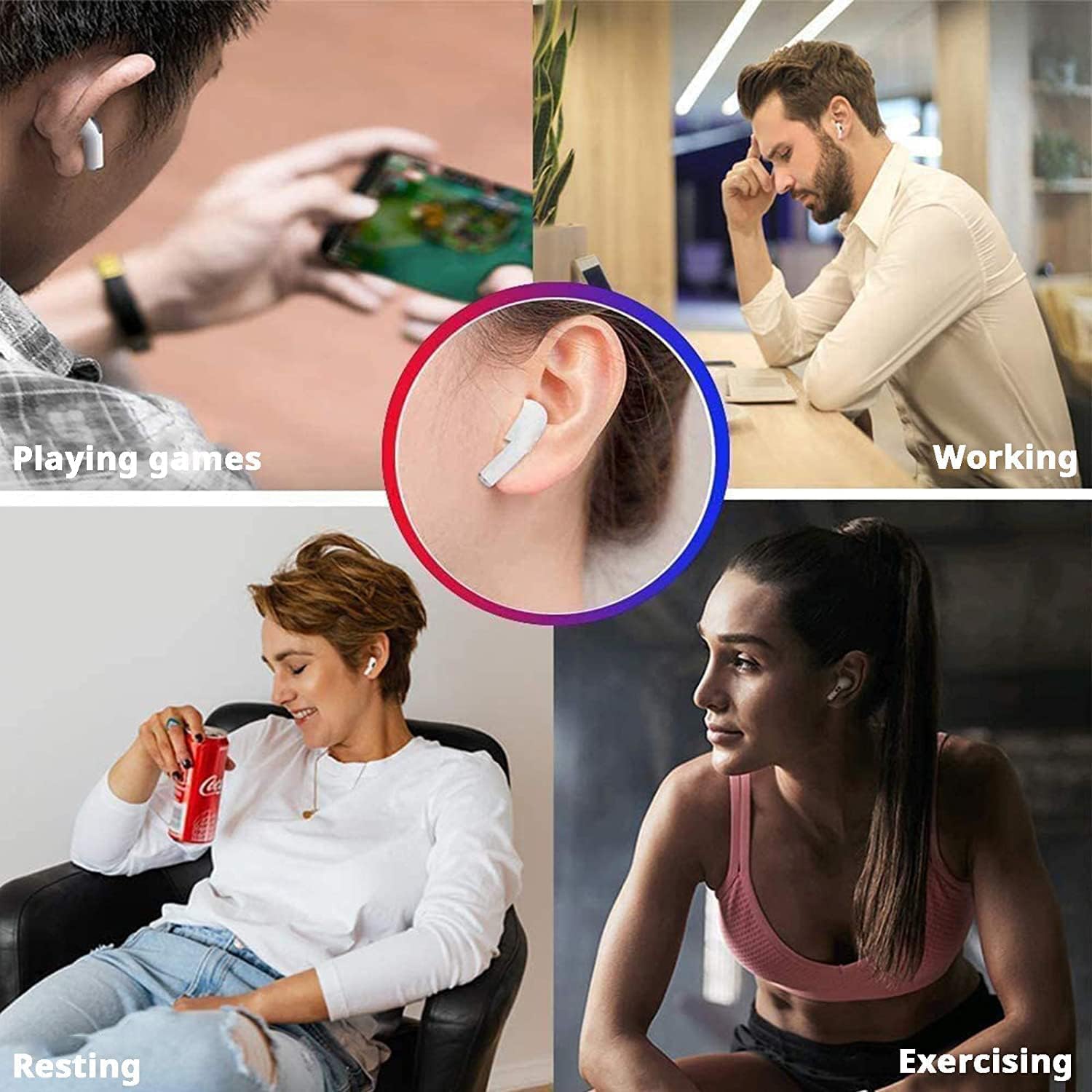 BOXSSROG Wireless Bluetooth 5.3 Headphones with ENC Noise Cancelling Mic, 42H Playtime, IPX6 Waterproof, HiFi Stereo Sound, LED Display, Touch Control - Perfect for Sports, Gym, Running & Travel (Compatible with iOS/Android)