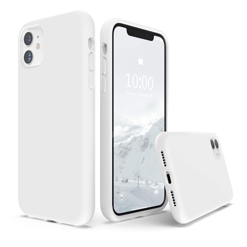 SURPHY iPhone 11 Case 6.1 Inch - Premium Liquid Silicone Phone Cover with Thickened Protection & Soft Microfiber Lining | Shockproof Slim Fit Case for iPhone 11 (2019 Model) - White | Perfect for Everyday Use, Work & Travel Protection