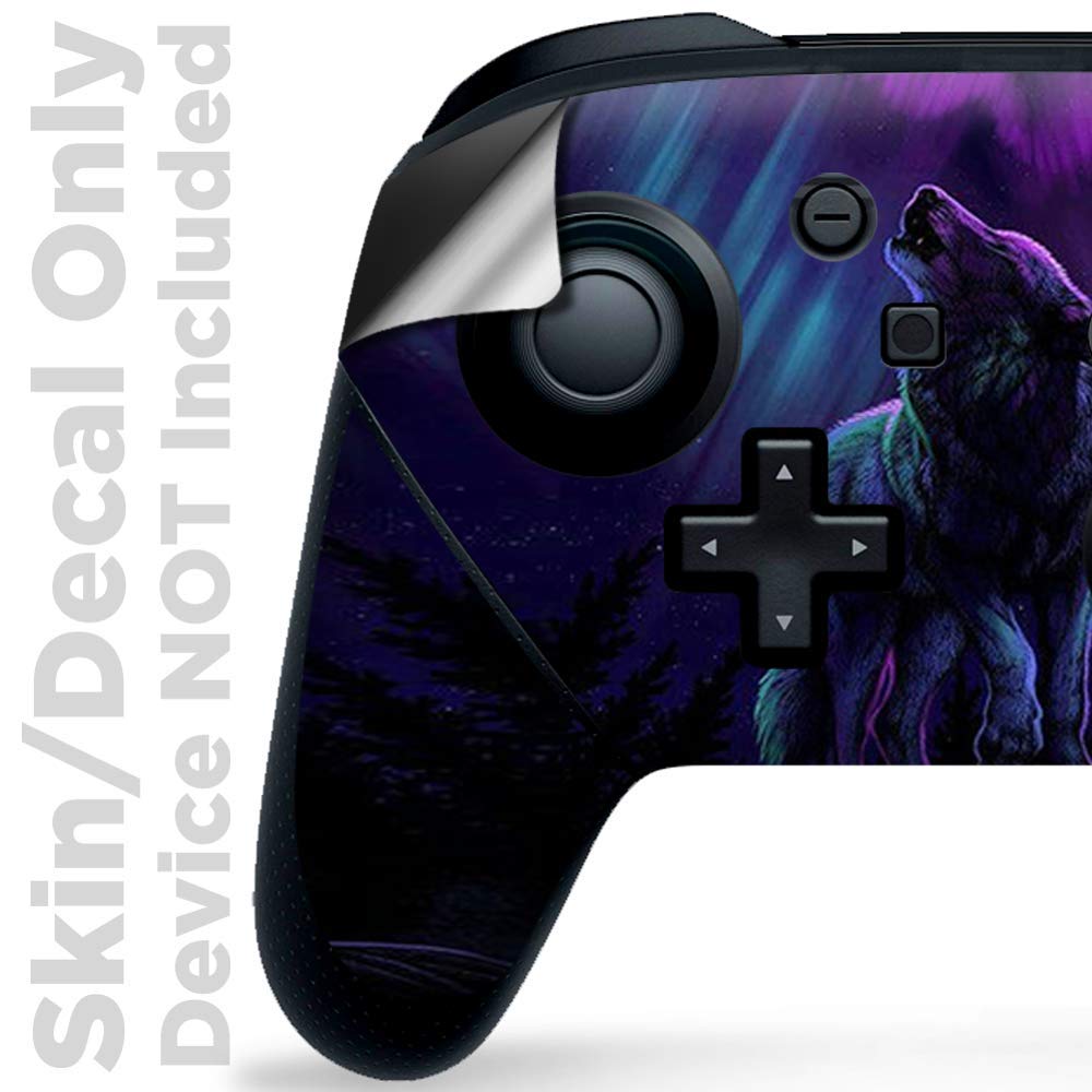 IT'S A SKIN Nintendo Switch Pro Controller Skin - Wolf Design with Glowing Purple Background | Protective Vinyl Decal Wrap for Switch Pro Controller | Perfect for Gaming, Travel & Collectors
