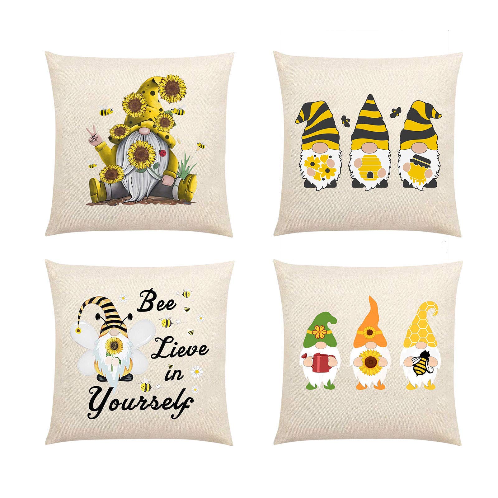 2-Pack Honeybee Decorative Square Pillow Covers for Sofa, Couch, Bedroom - Soft & Stylish Home Decor for Living Room, Nursery, or Outdoor Patio