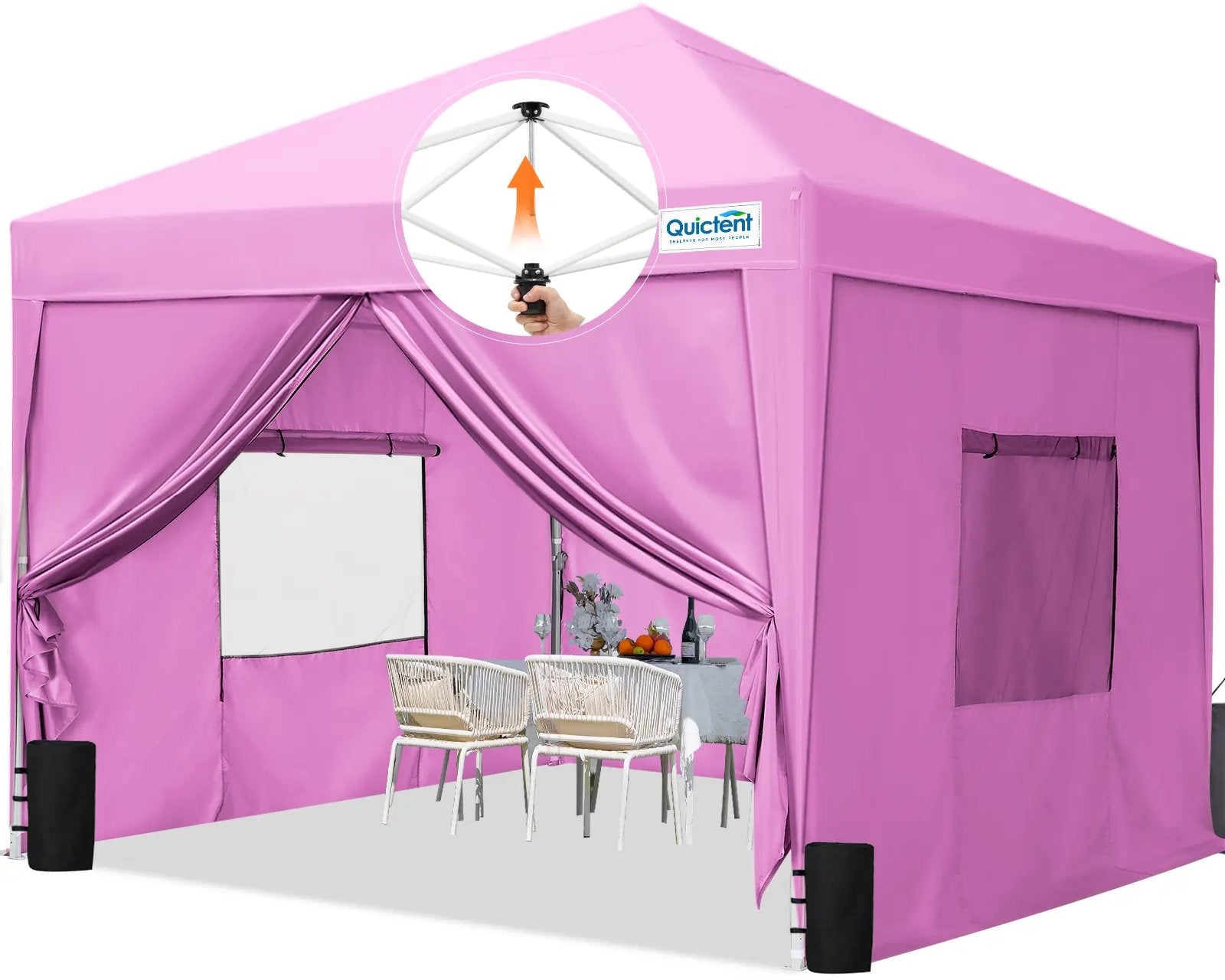 Quictent 10x10 Pop Up Canopy Tent with Sidewalls - Portable Privacy Shelter for Camping, Beach, Picnics & Outdoor Events
