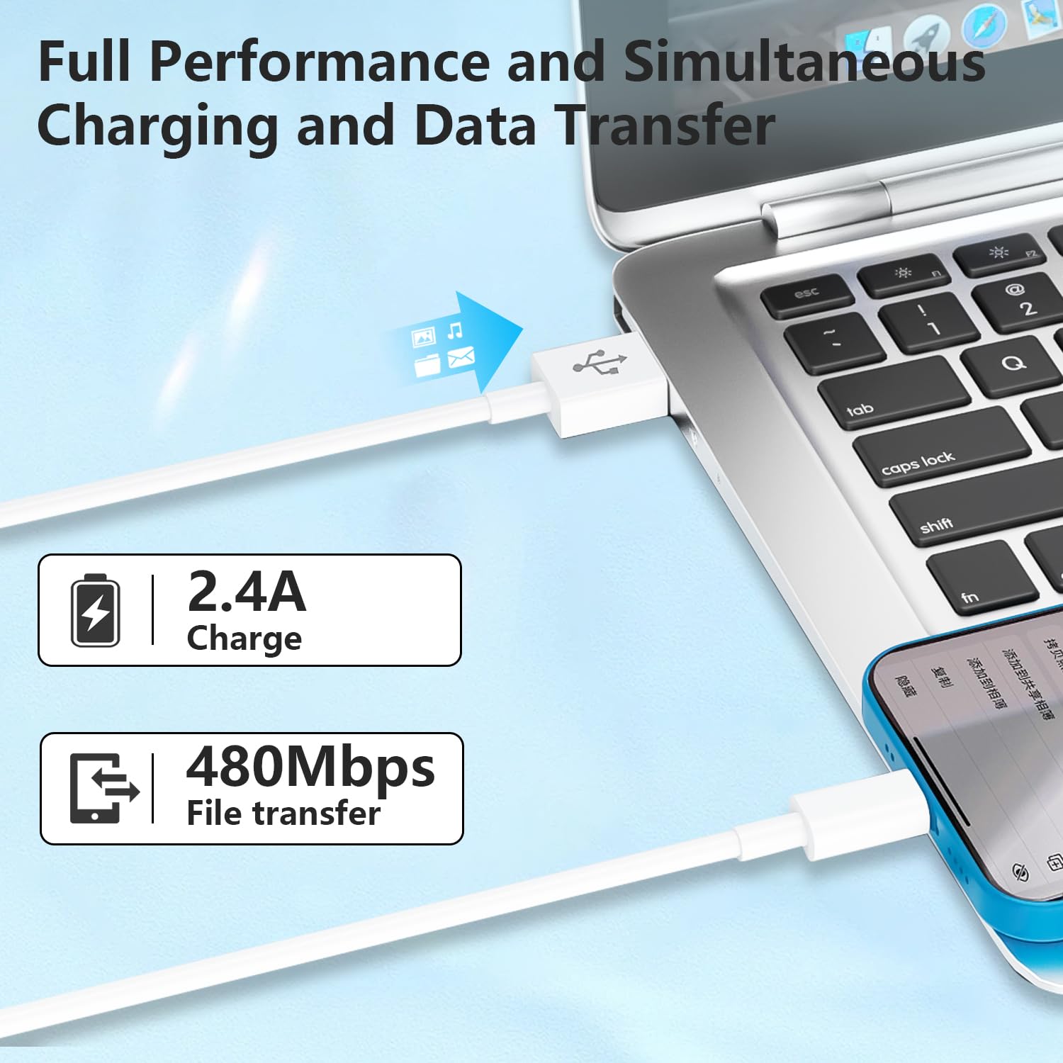 6-Pack Lightning Charging Cables for iPhone (3ft/6ft/10ft) - Fast Charging USB Cable Compatible with iPhone 14/13/12/11 Pro Max/XS MAX/XR/XS/X/8 - Perfect for Home, Office & Travel Charging Needs