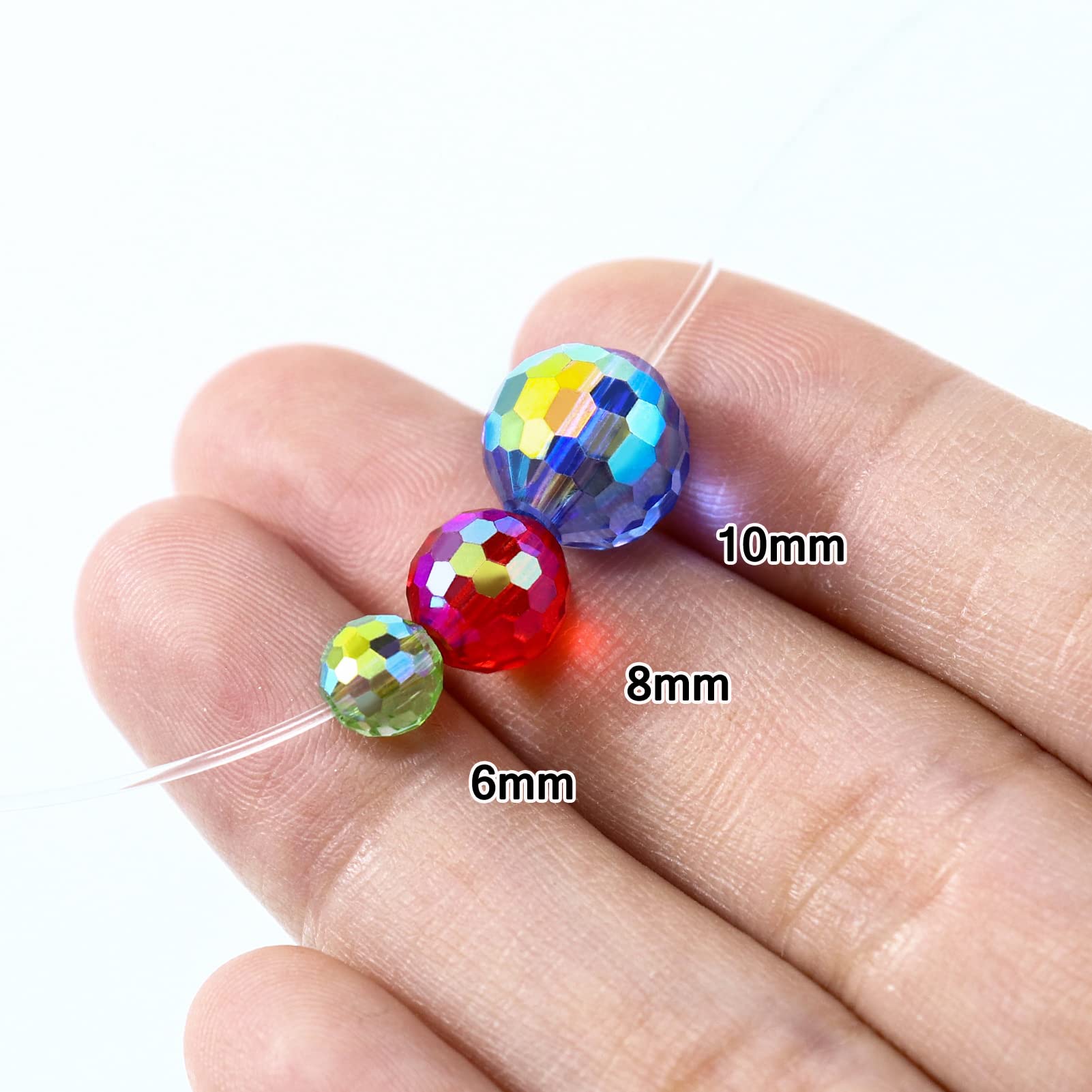 Dowarm 10MM Round Crystal AB Faceted Glass Beads for Jewelry Making - 50PCS Loose Gemstone Spacer Beads for DIY Bracelets, Necklaces, Wind Chimes & Suncatcher Crafts - Perfect for Wedding, Party & Home Decor Projects