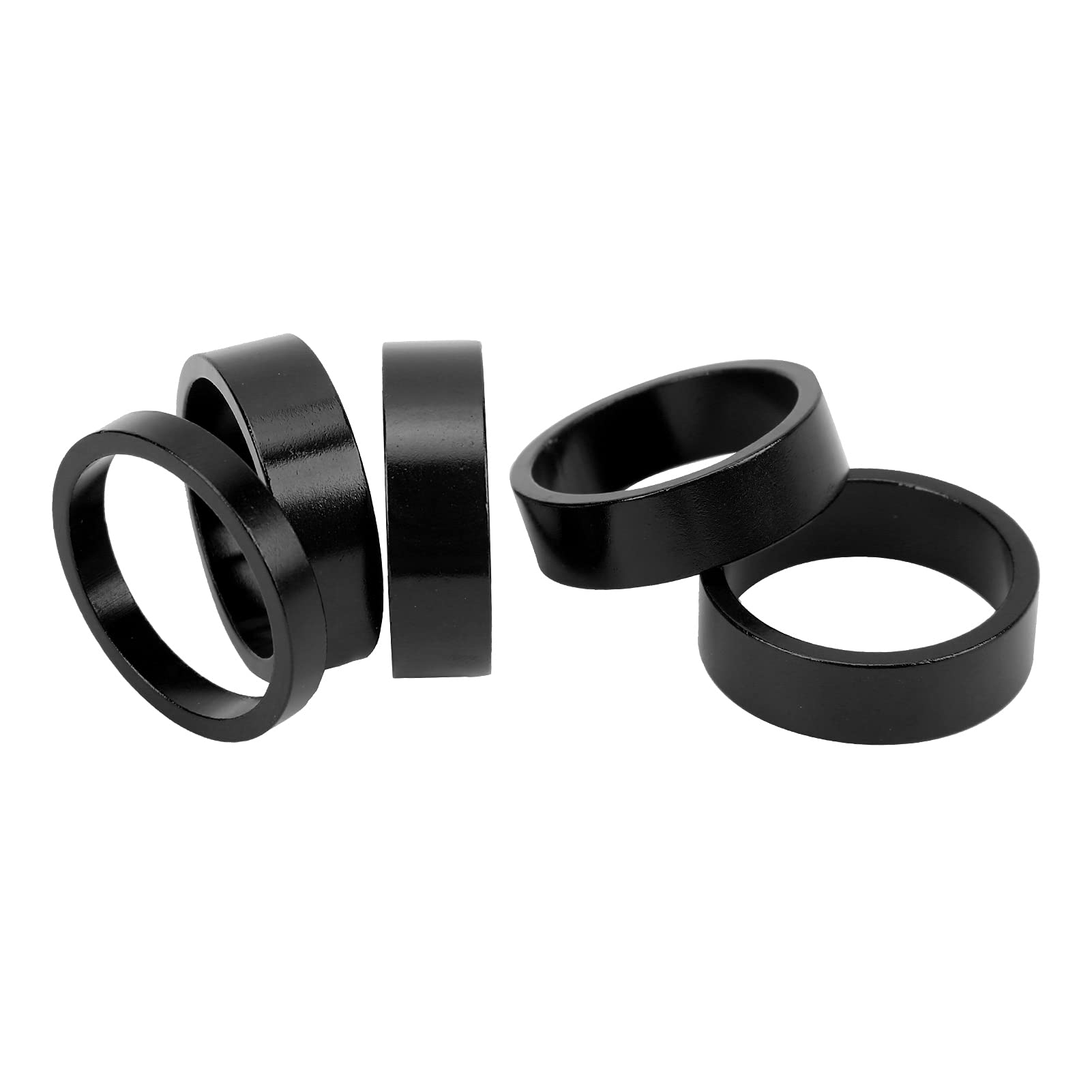 BNineteenteam 5-Piece Mountain Bike Fork Washer Set - Black Headset Spacer & Stem Gasket Kit for Bicycle Repair & Maintenance | Durable Replacement Parts for MTB, Road & Hybrid Bikes | Perfect for DIY Mechanics & Bike Shops