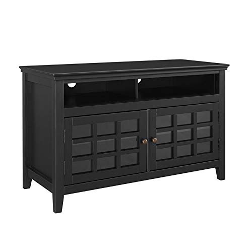 Riverbay 2-Door Wood TV Stand Media Console in Black - Perfect for Living Room, Bedroom & Home Theater Storage