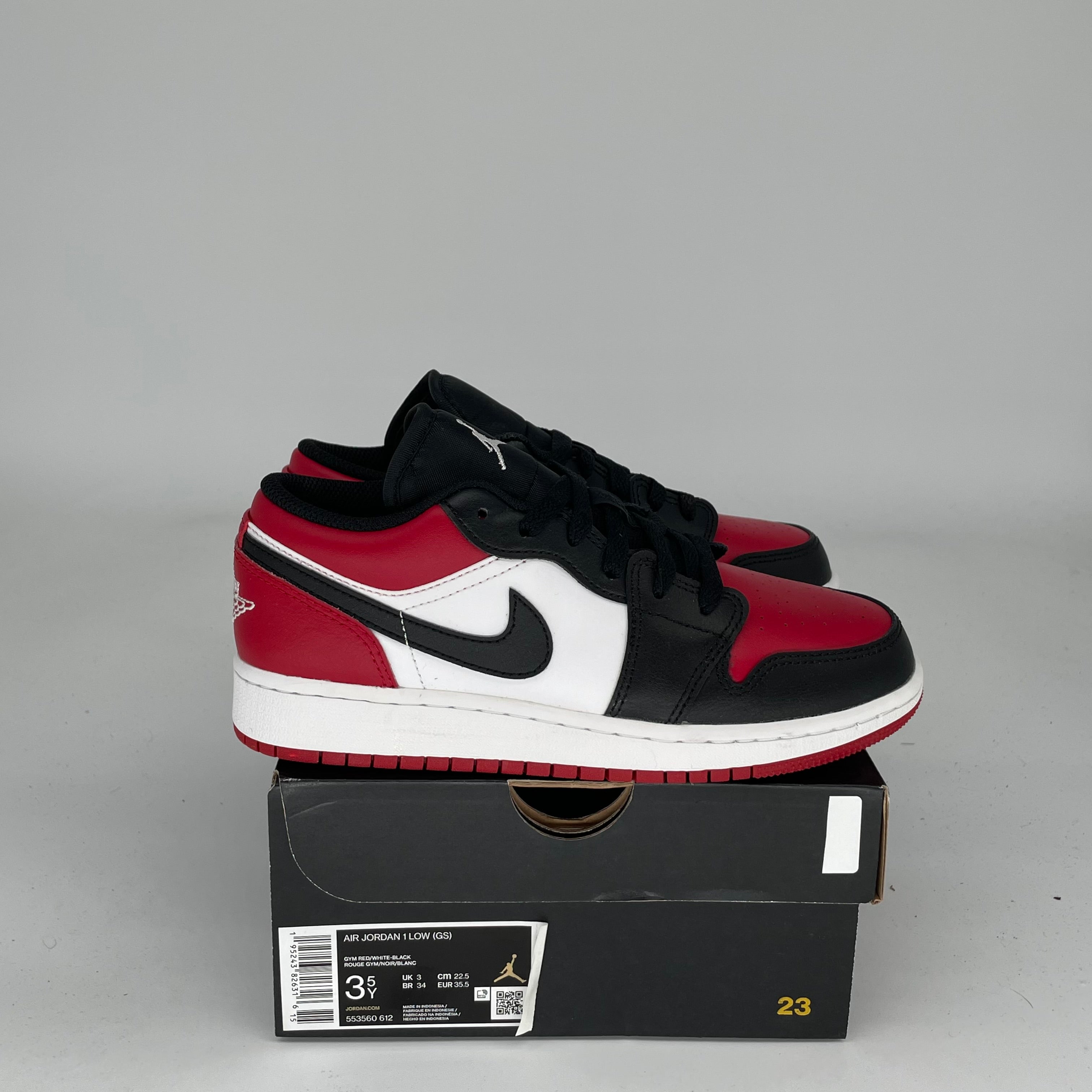 Original Air Jordan 1 Retro High OG 'Bred Toe' Basketball Shoes Size 3.5Y (553560-612) - Men's/Women's Sneakers for Sports, Streetwear & Casual Fashion