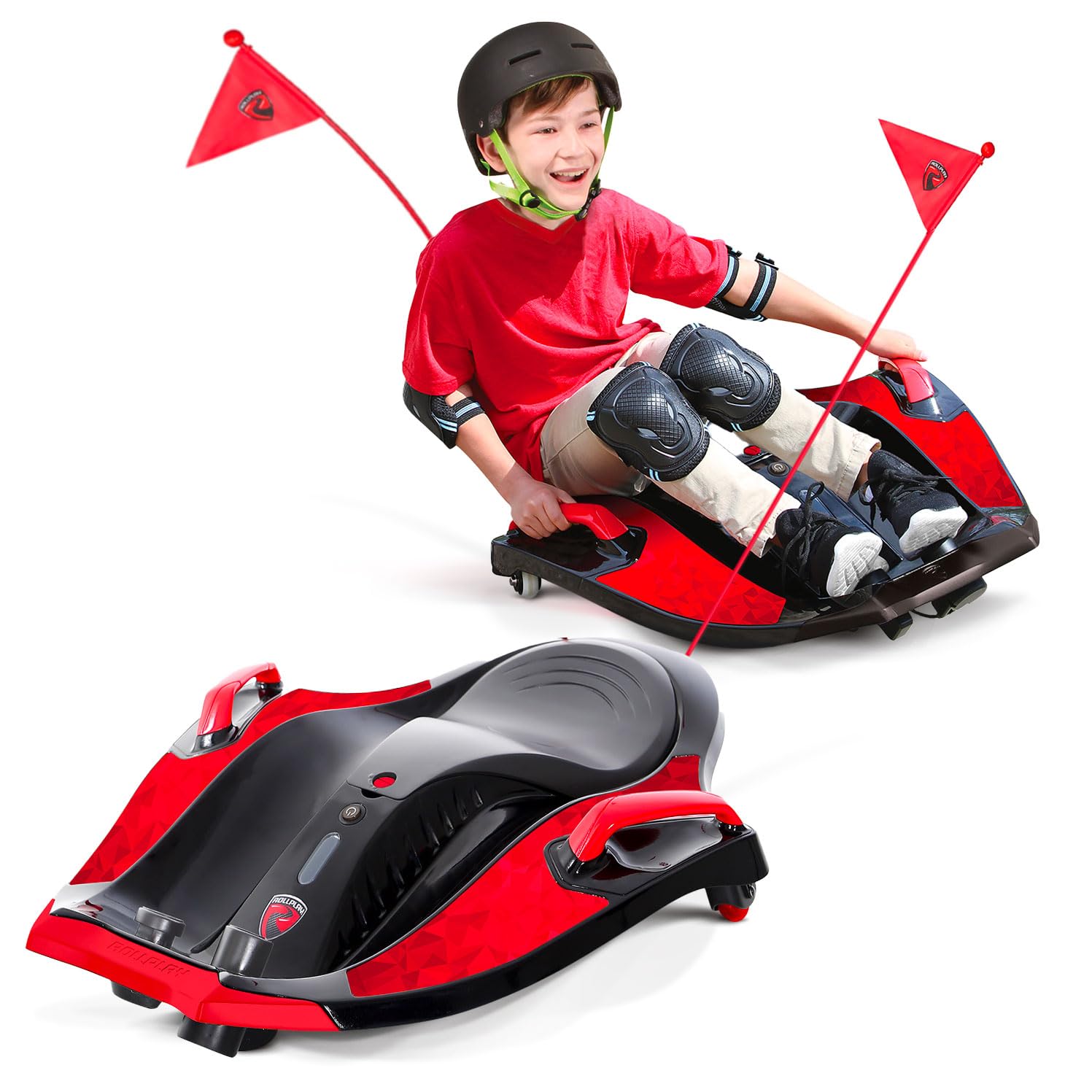 Rollplay Nighthawk 12V Electric Ride-On Toy for Kids - 6.5 MPH Speed, Rechargeable Battery, Safety Flag & Handlebar Steering - Black/Red - Perfect for Outdoor Play & Backyard Adventures