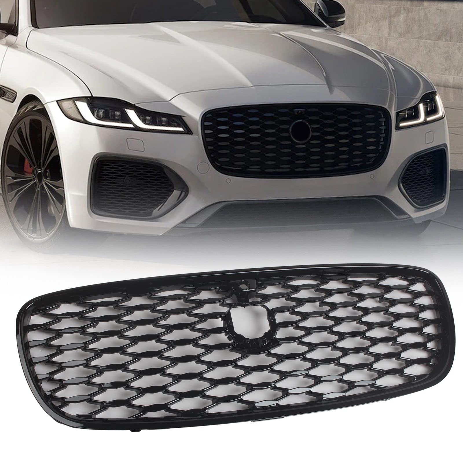 Jaguar XF 2021-2022 Gloss Black Bumper Grille with Camera - Front Upgrade for Luxury Cars