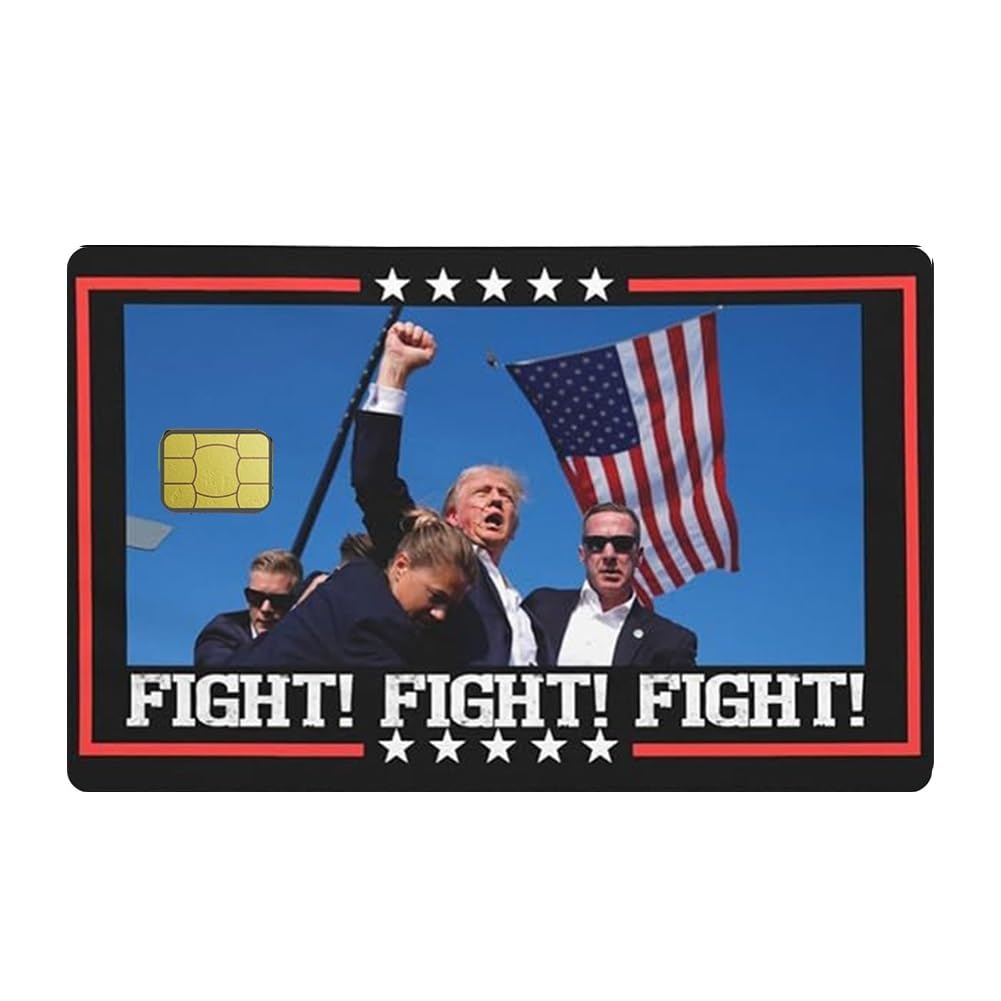 Donald Trump Funny Debit Card Stickers (3-Pack) - Fight Fight Fight Design for EBT Food Stamp & Coupon Cards - Perfect for Political Humor, Gift Gags, and Wallet Accessories
