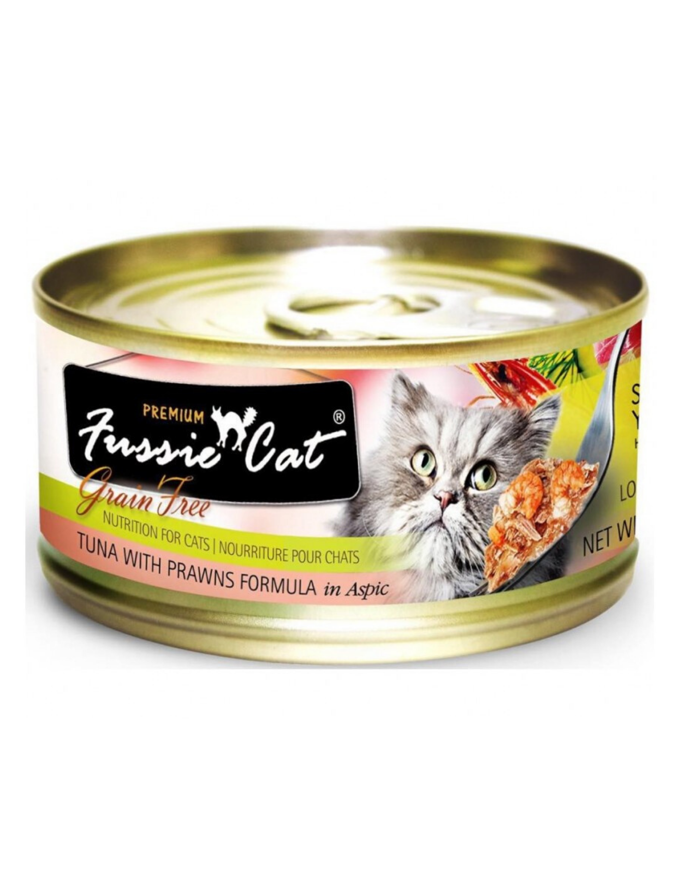Premium Fussie Cat Black Label Tuna & Prawn Wet Cat Food - Grain-Free, High Protein 80g Can - Healthy Meal for Adult & Senior Cats - Perfect for Picky Eaters & Special Occasions
