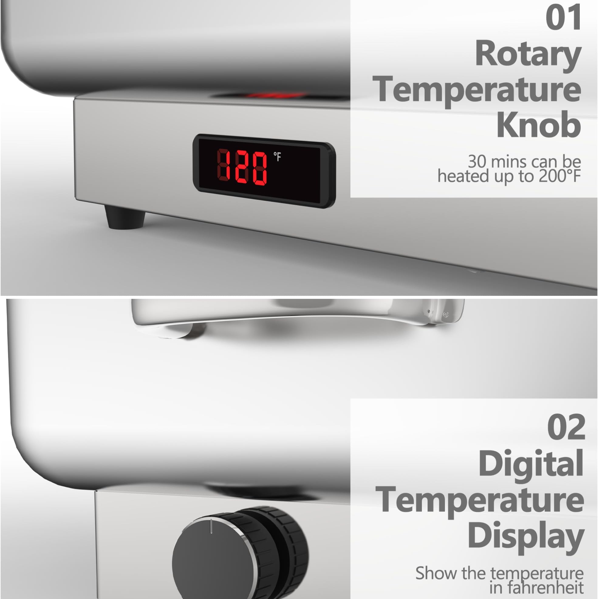 GARVEE 2 Pack Electric Chafing Dish Buffet Set - 9QT Stainless Steel Commercial Food Warmer with Temperature Control Display for Catering, Weddings, Parties, Restaurants & Buffets - Keep Food Warm for Hours