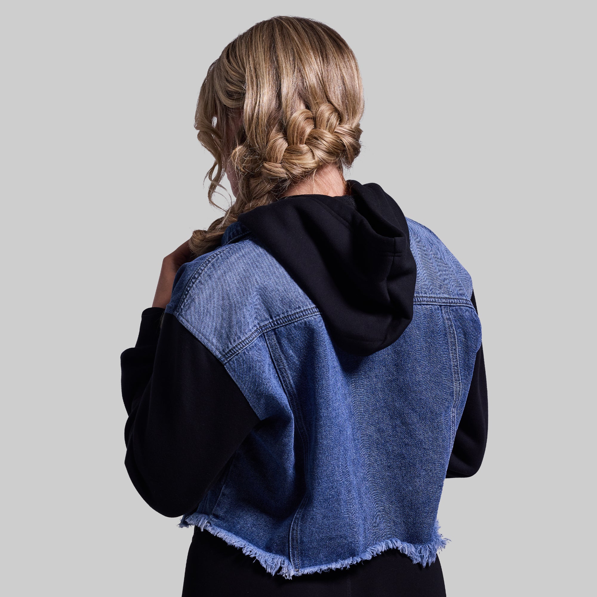 Into the Sunset Hooded Denim Jacket for Women - Mid Wash Vintage Style Distressed Jean Coat | Perfect for Casual Outings, Fall Layering & Streetwear Fashion