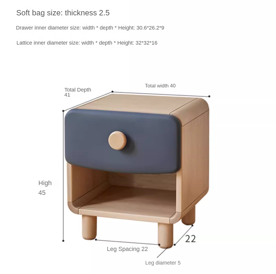 Solid Wood Kids Nightstand - Birch & Poplar Modern Bedside Table for Children's Room - Perfect for Bedrooms, Nurseries & Playrooms