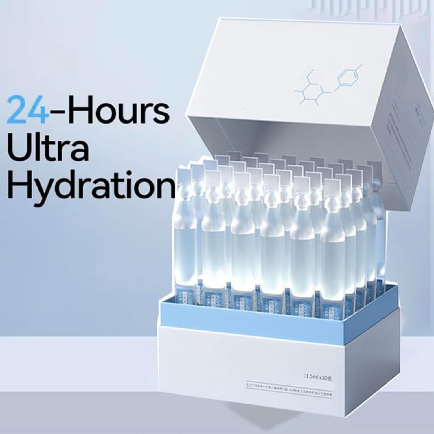 **30PCS/Box 3% Hyaluronic Acid Serum - Ultra-Hydrating Facial Serum for Dry Skin, Anti-Aging & Wrinkle Reduction - Perfect for Night & Day Skincare Routine**