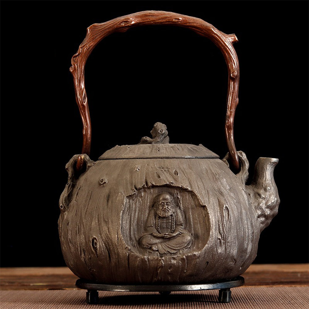 Zen Bodhidharma Cast Iron Teapot - Japanese Tetsubin Iron Teapot for Tea Brewing, Perfect for Loose Leaf Tea, Matcha & Herbal Tea - Ideal for Home, Office & Tea Ceremonies