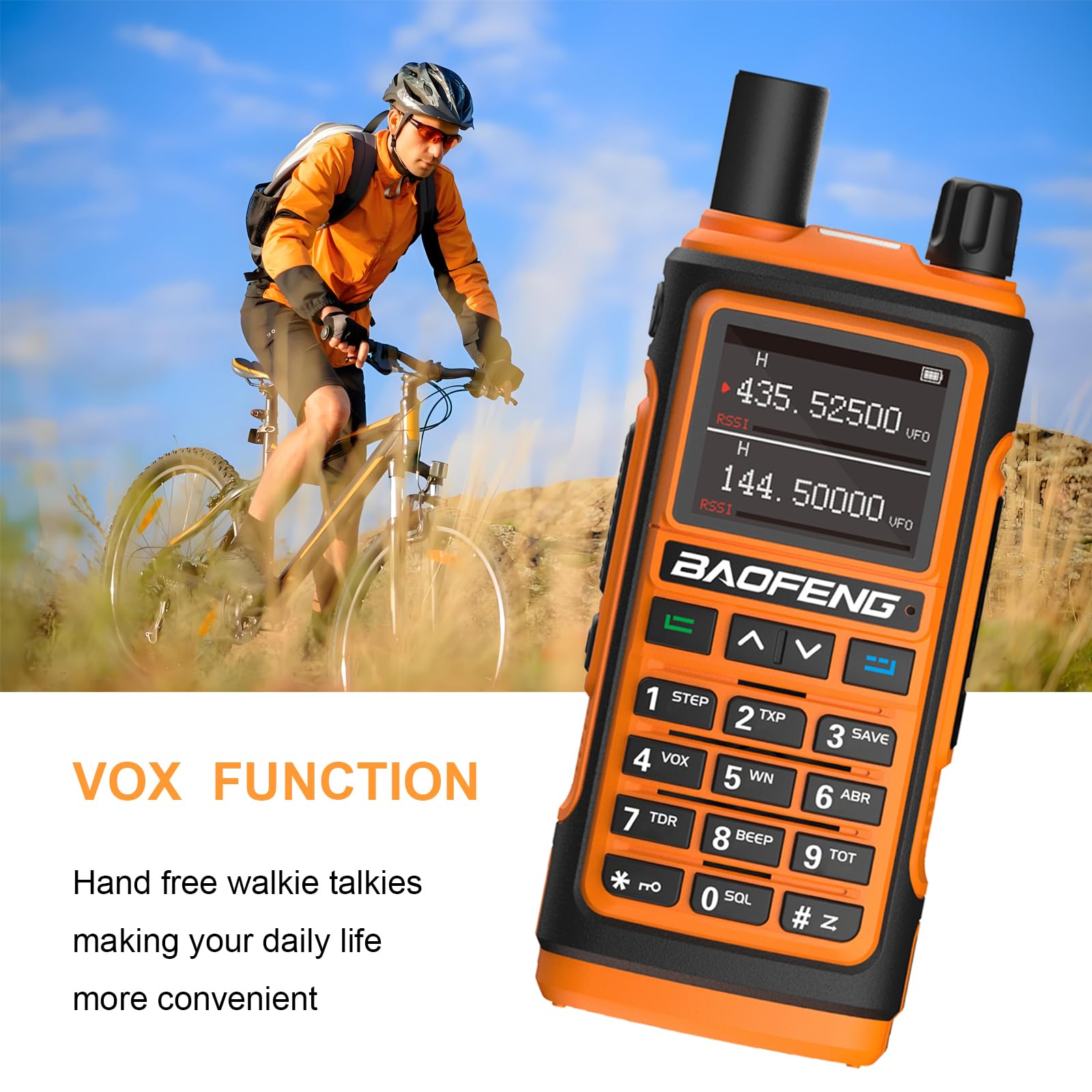 BAOFENG UV-17M 5W Ham Radio Handheld Two Way Radio - Long Range Communication with USB-C Charging, 999 Channels, NOAA Weather Alert & VOX Function (Orange) - Perfect for Outdoor Adventures, Emergency Preparedness & Hiking Safety
