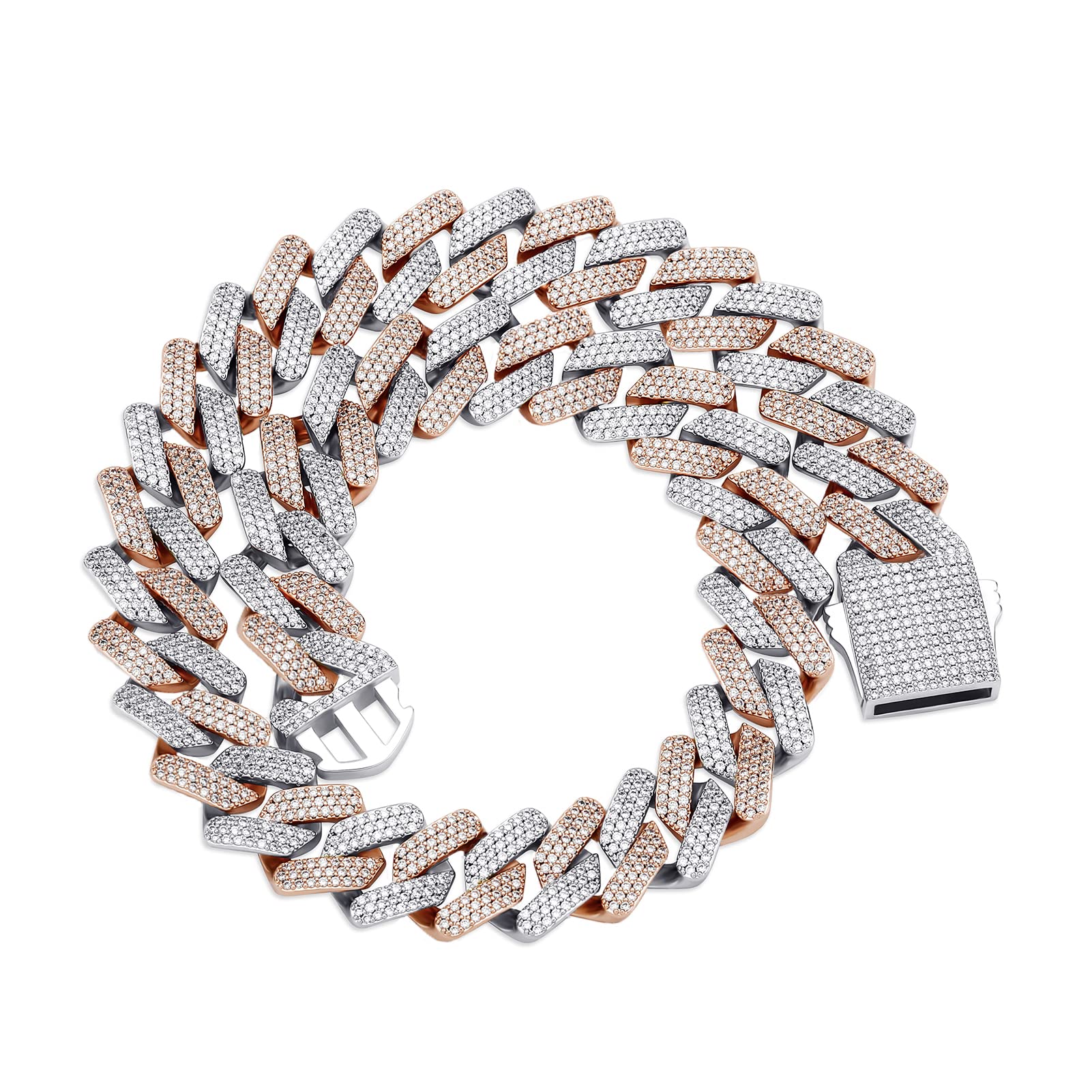 20mm 6 Times 14K Gold Plated Iced Out Lab Diamond Miami Cuban Link Chain Choker for Men - Luxury Hip Hop Jewelry with Box Clasp - Perfect for Streetwear, Parties, and Gifts