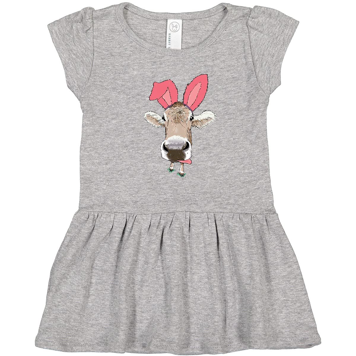Inktastic Funny Easter Cow in Pink Ears Toddler Dress - Cute Baby Girl Outfit for Easter Sunday, Spring Photoshoot & Family Gatherings