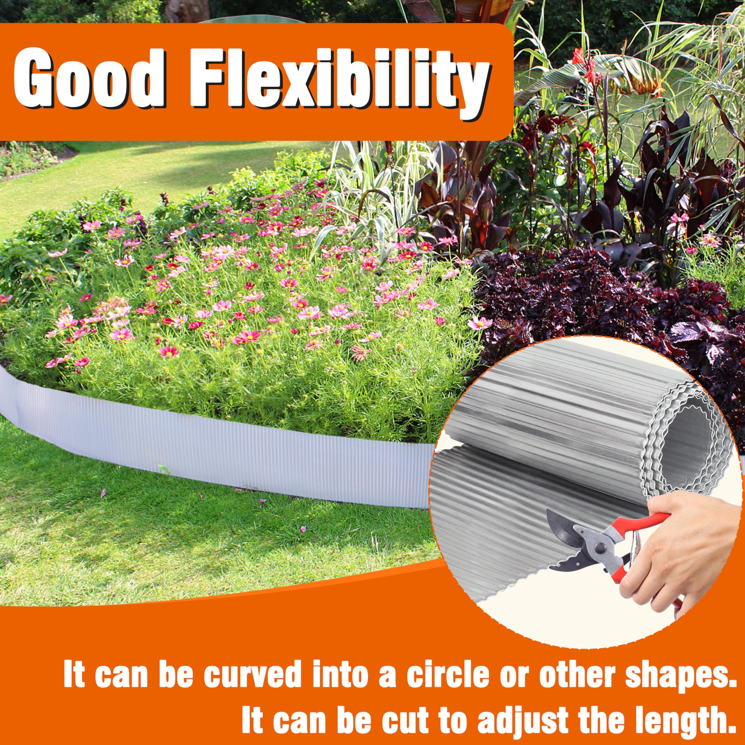 Gardzen 10In x 10Ft Corrugated Metal Landscape Edging - DIY Garden Border for Flower Beds, Lawns & Yard Decoration | Rust-Resistant Steel Lawn Edging for Outdoor Landscaping Projects