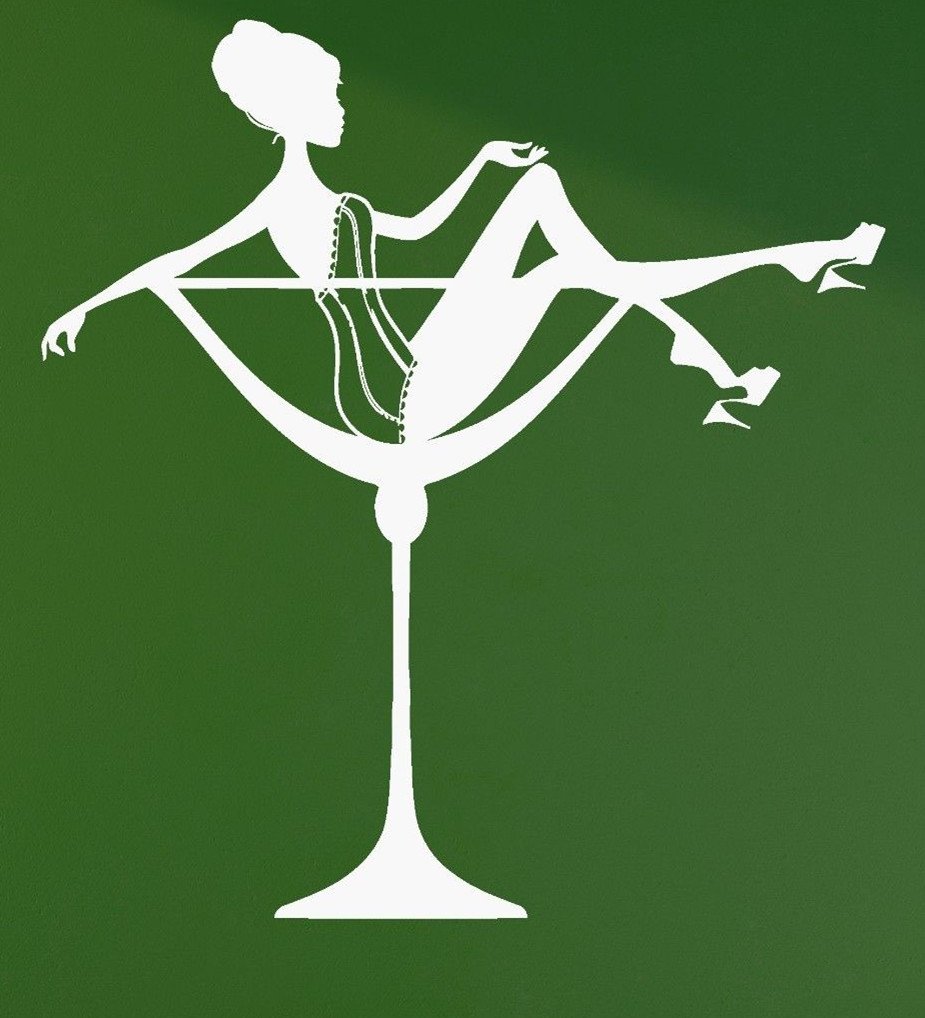 Vintage Pin Up Woman Cocktail Glass Wooden Rubber Stamp - Custom Return Address Stamp for DIY Crafts, Scrapbooking, Journals & Letters - Perfect for Wedding Invitations, Gift Wrapping & Stationery