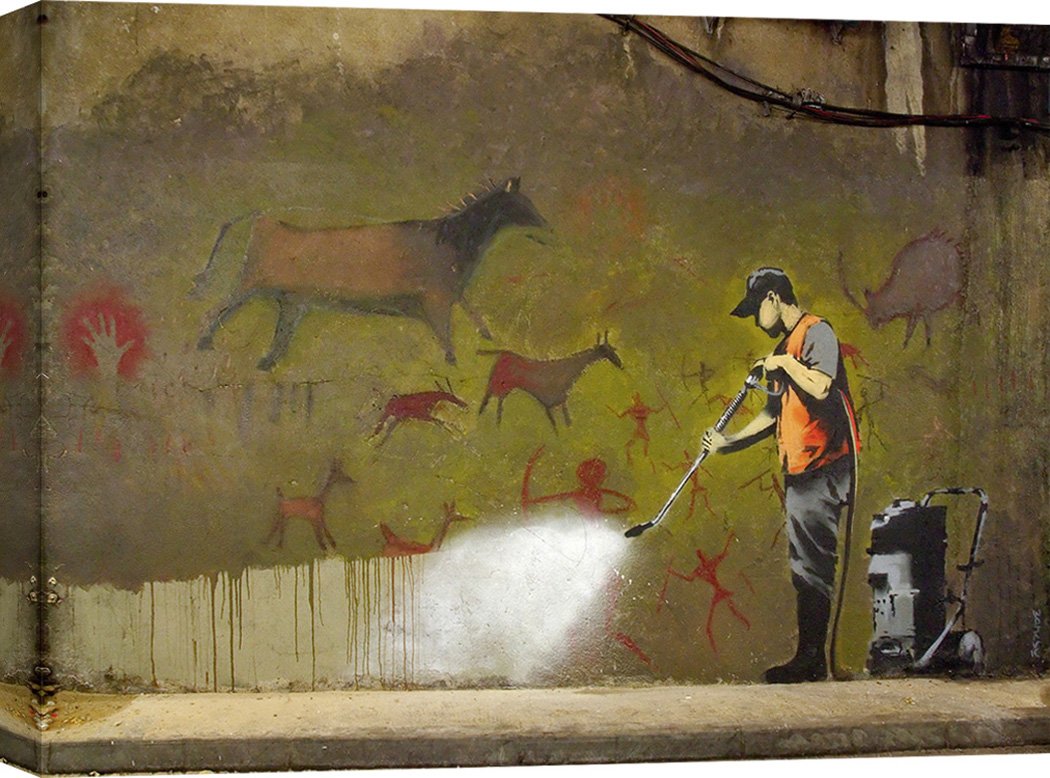 Banksy-Inspired Street Art Canvas Print - Anonymous Graffiti Artwork from Leake Street, London - 120x90 cm Wall Decor for Living Room, Bedroom & Office
