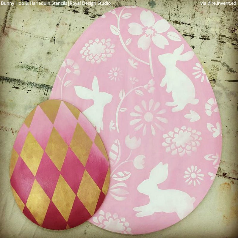 Bunny Hop Wall Stencil - DIY Home Decor Painting Template for Kids Room, Nursery & Easter Crafts - Perfect for Wall Art, Furniture & Gift Projects