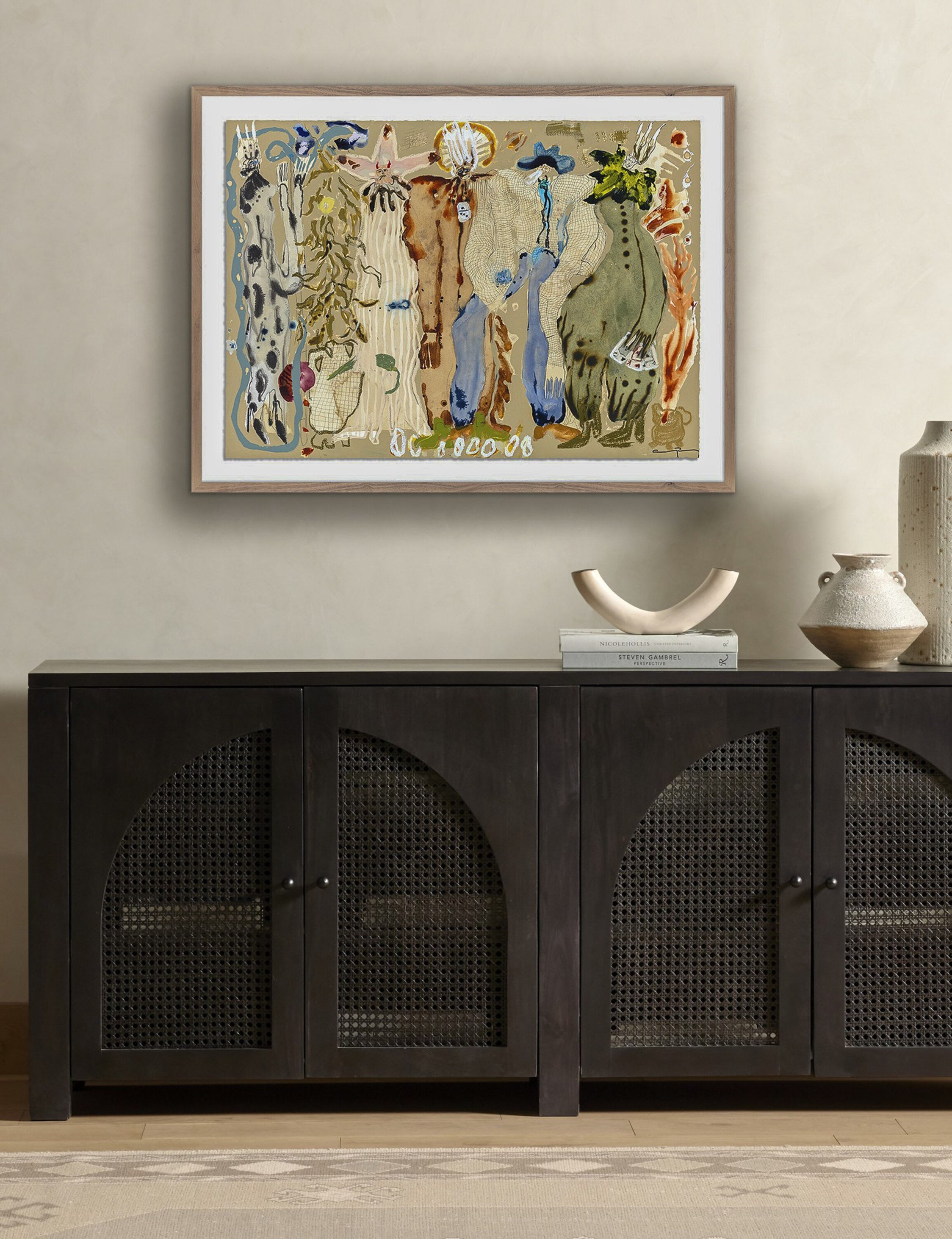 Blue Eyed Snake Woman Wall Art Print by Caroline Pinney - Unique Home Decor for Living Room, Bedroom & Office