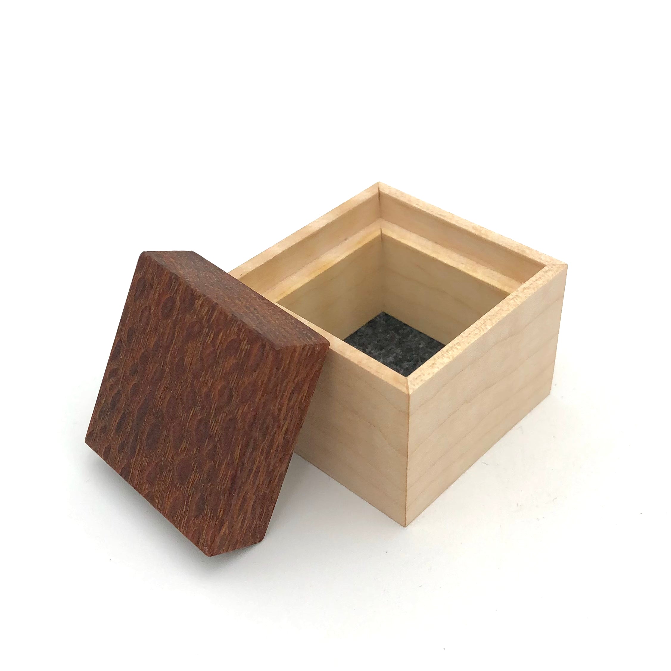 Young Fine Woodcraft Shellacked Wood Jewelry Box - Handcrafted Maple & Lacewood Tiny Jewelry Organizer - Perfect for Rings, Earrings & Necklaces Storage | Gift Idea for Women