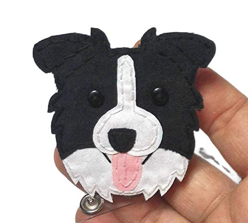 Border Collie & Australian Shepherd Badge Reel Holder - Custom ID Card Holder for Nurses, Teachers & Healthcare Workers - Durable Dog Lover Badge Clip for Work & Hospital Use