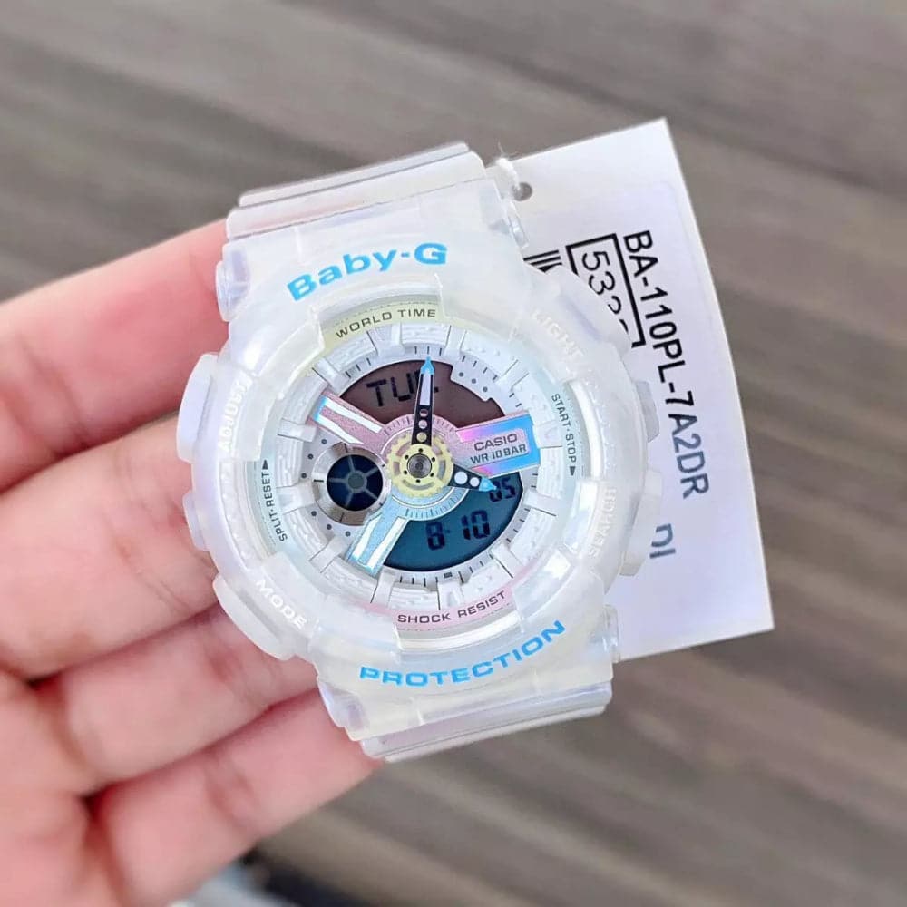 CASIO BABY-G BA-110PL-7A2DR Women's Digital Sports Watch with White Resin Band - Waterproof, Shock Resistant for Running, Swimming & Outdoor Activities