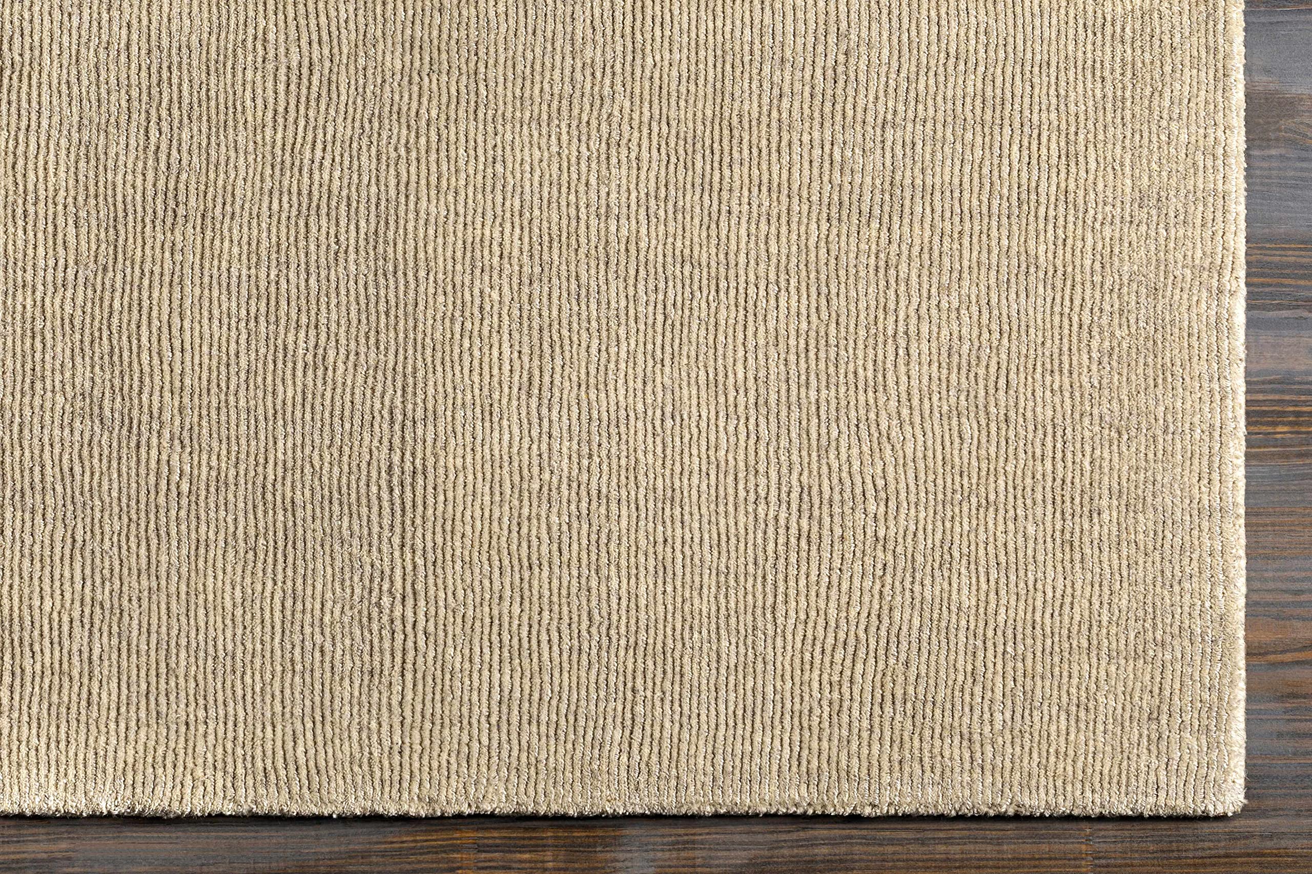 Hauteloom Mariba Wool Area Rug for Living Room & Bedroom - Solid Ivory with Border - 4' x 6' - Soft & Durable - Perfect for Cozy Home Decor