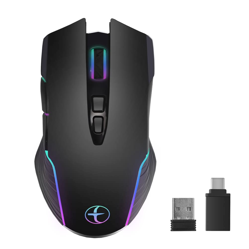 Wireless Gaming Mouse Mover Jiggler - Rechargeable Silent Optical Mouse with On/Off Switch to Keep PC Active | Perfect for Remote Work, Online Classes & Preventing Sleep Mode (Black)
