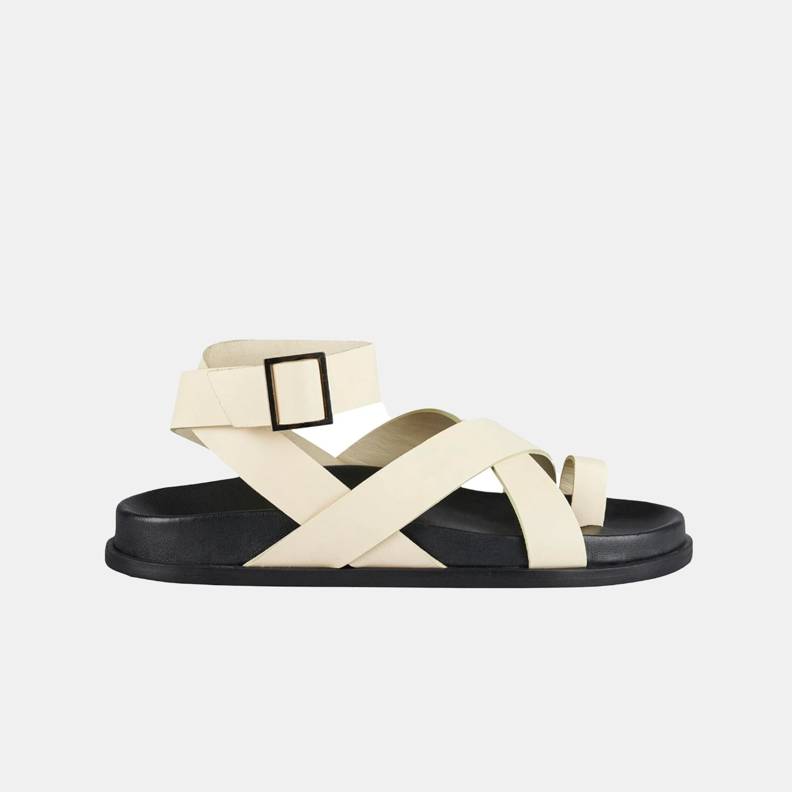 Hitch Footbed Sandals - Off White Genuine Leather Slip-On Shoes for Men & Women | Comfortable Casual Walking & Beach Wear