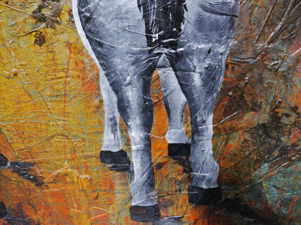 Ned Kelly Abstract Realism Textured Painting - 64x71 Inch Black Framed Wall Art | Australian Outlaw Decor for Living Room, Office & Man Cave