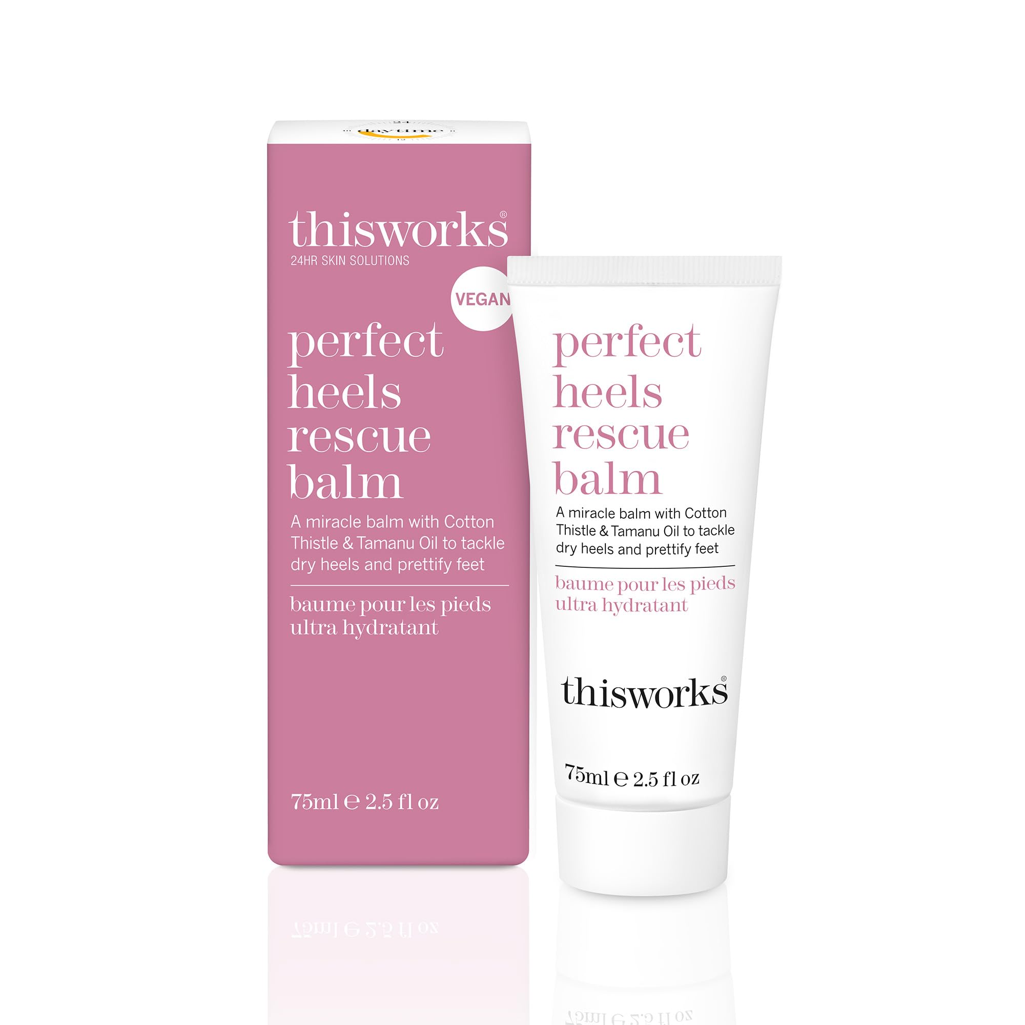 This Works Perfect Heels Foot Cream - 75ml Natural Moisturizer with Cotton Thistle, Lemon & Lavender Oils - Intensive Heel Balm for Cracked Heels & Dry Skin - Perfect for Daily Foot Care & Spa Treatments at Home