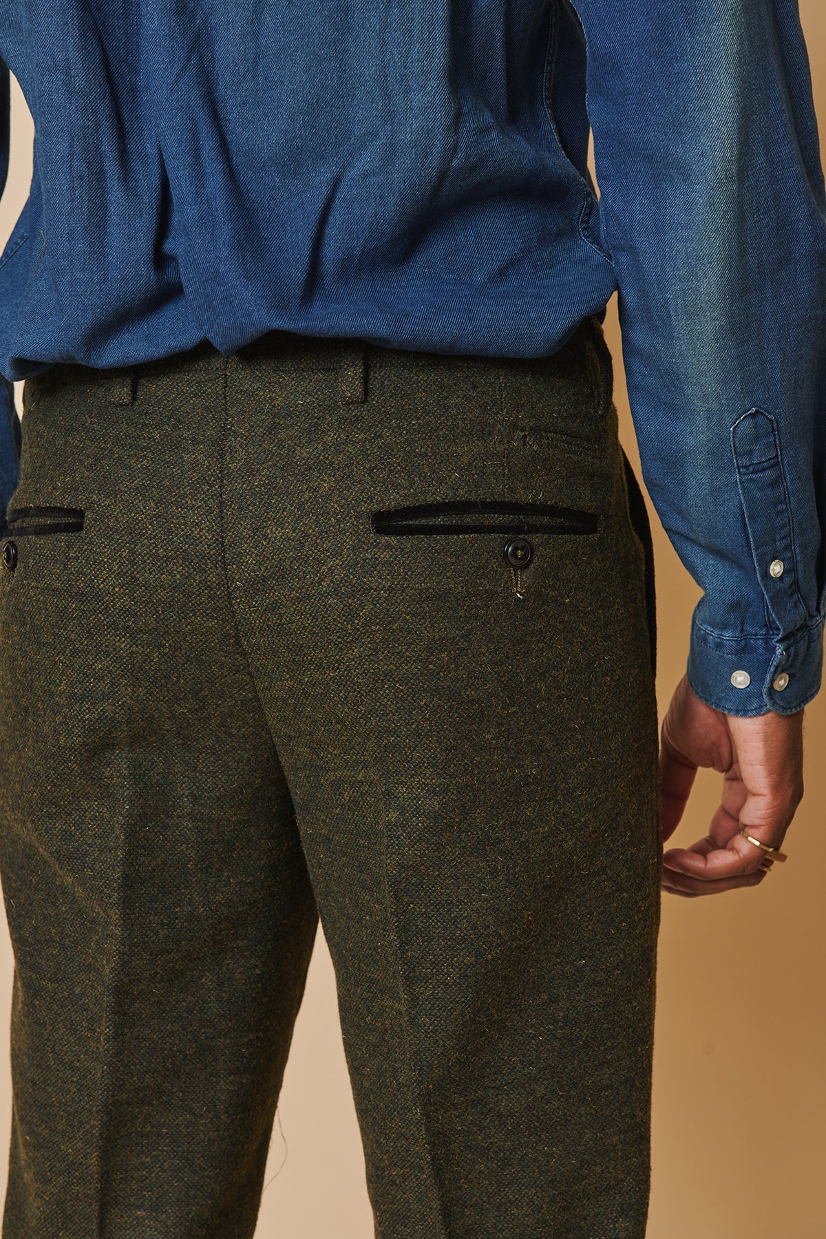 Marlow Olive Green Tweed Trousers for Women - Classic Vintage High Waist Pants | Perfect for Office, Casual Wear & Fall Fashion