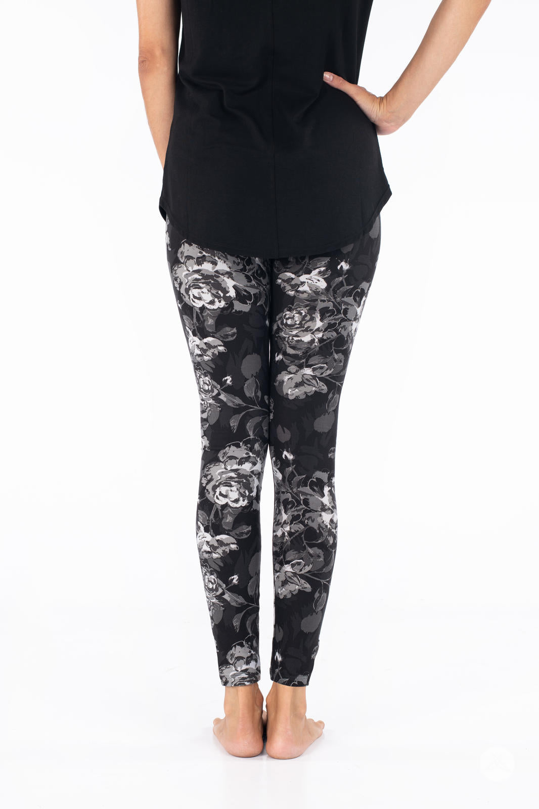 Shadow Blooms Patterned Leggings for Women - Floral Print Yoga Pants, High Waisted Workout Tights - Perfect for Yoga, Gym, Running & Casual Wear