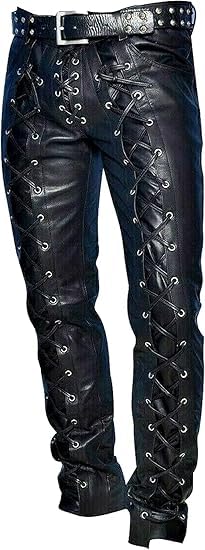 Grain Black Leather Pants Full Laces Side/Front/Back