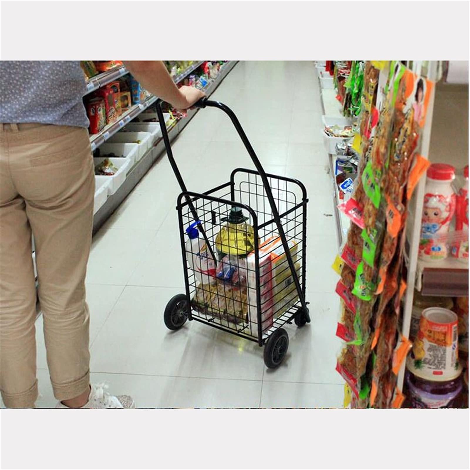 Foldable Utility Wagon with Swivel Wheels & Aluminum Frame - Portable Collapsible Shopping Cart for Groceries, Beach, Picnics & Outdoor Activities (Red)