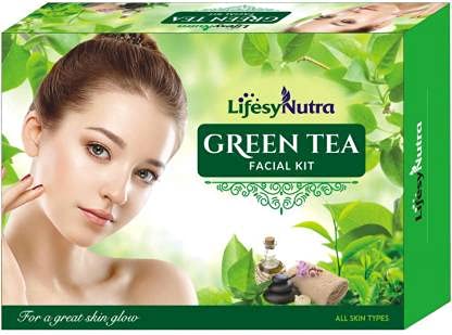 Lifesy Nutra Assam Green Tea Facial Kit [250g] with Roller Massager - Organic Skincare for Glowing Skin, Anti-Aging & Detox - Perfect for Daily Face Therapy & Spa Relaxation at Home