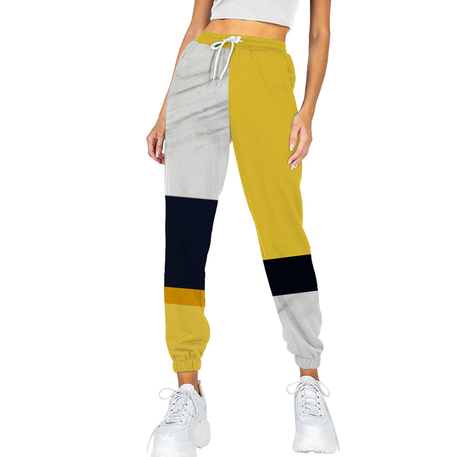 Women's High Waisted Sweatpants with Pockets - Printed Comfy Lounge & Workout Joggers - Black Dress Pants for Casual, Athletic & Office Wear